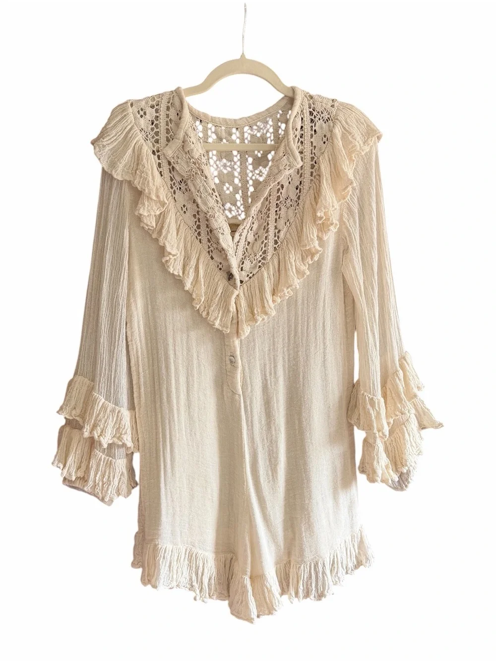 JEN'S PIRATE BOOTY x FREE PEOPLE Idelle Romper Ivory M - Picture 3 of 16